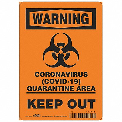 CONDOR HWW308T1007 Coronavirus Quarantine Area Sign