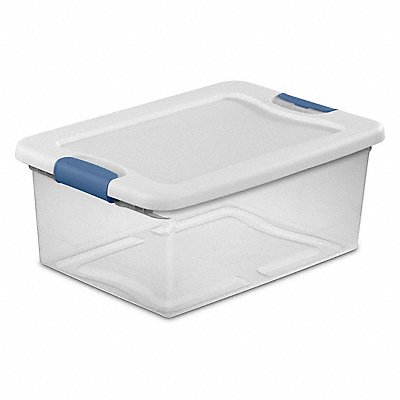 STERILITE 14948012 Storage Tote Clear/White Polypropylene