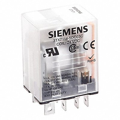 SIEMENS 3TX71145DC03C Plug-In Relay 24V DC 15 A 8 Pins