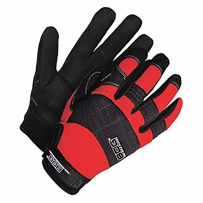 BDG 20110603RL Mechanics Gloves Black/Red Slip-On L