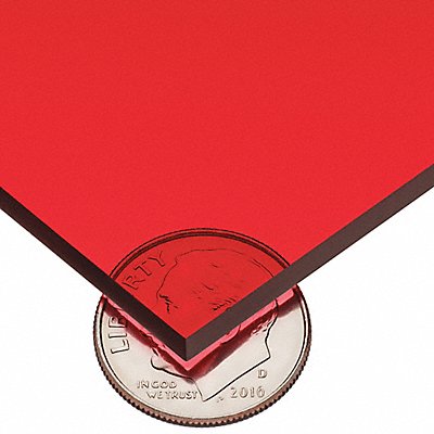 GRAINGER PSCACT65 K6233 PlstcSht CstAcry 12 x12 0.125 T Red Clr