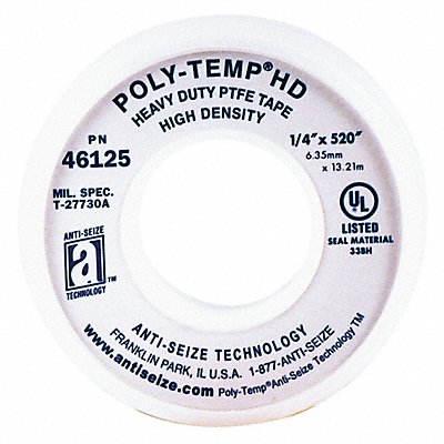 ANTI-SEIZE TECHNOLOGY 46125 White Heavy Duty PTFE Tape 1/4 X 52