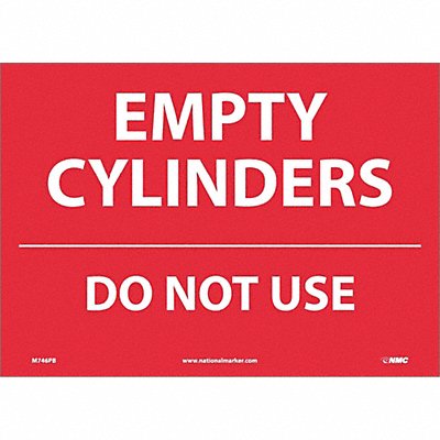 NMC M746PB Empty Cylinders Do Not Use Sign