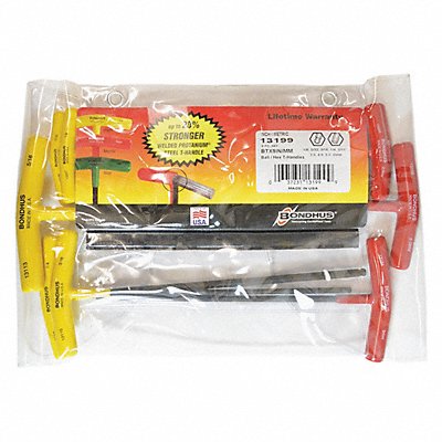 BONDHUS 13199 Hex Key Set T 7 21/32 in to 10 1/2