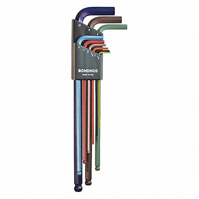 BONDHUS 69699 Ball End L-Wrench Set ColorGuard 9 pcs.