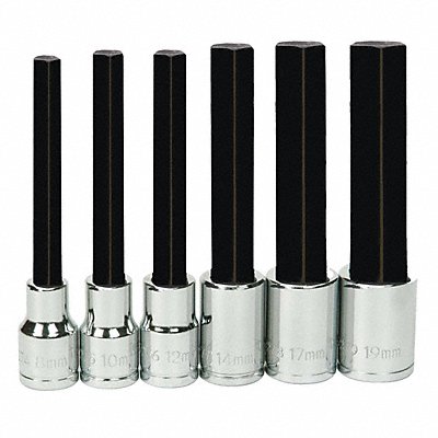 WILLIAMS 32953 Long Hex Bit Socke Set 1/2 D 6pc Metric