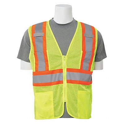 ERB SAFETY 61814 Vest Hi-Viz Lime Contrasting Trim S