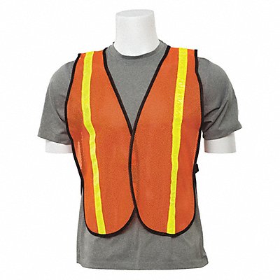 ERB SAFETY 14601 Vest with Stripe Hi-Viz Orange One Size