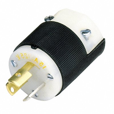 HUBBELL HBL4720C Locking Plug Strt 15 A Blk White Nylon 3Blds