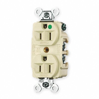HUBBELL HBL8200I Receptacle Ivory 15 A 2P3W Back Side 1PK