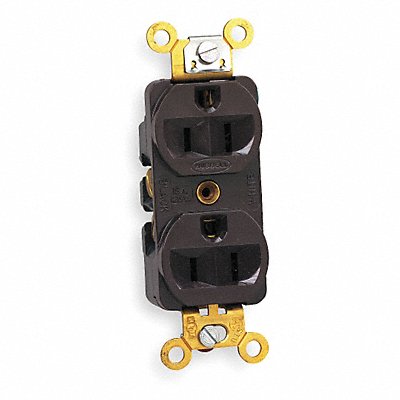 HUBBELL HBL5252 Receptacle Brown 15 A 2P3W Back Side 1PK