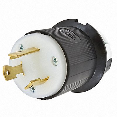 HUBBELL HBL2621 Locking Plug Strt 30 A Blk White Nylon 3Blds