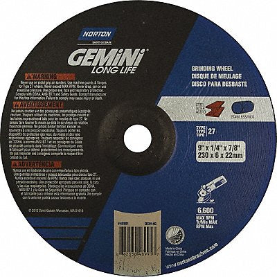 NORTON 66253048991 Depressed Grinding Wheel 7/8 CN Unthreaded Hole