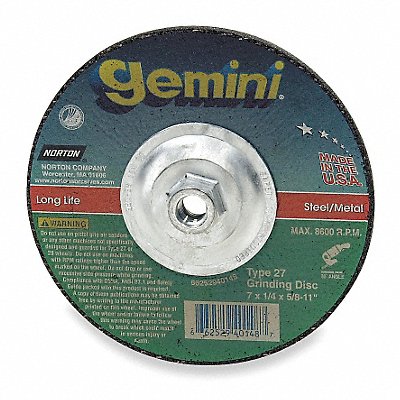 NORTON 66253049104 Depressed Grinding Wheel 5/8 -11CN ThreadHle