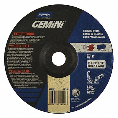 NORTON 66252939207 Cut Off Grinding Wheel 7/8 CN Unthreaded Hole