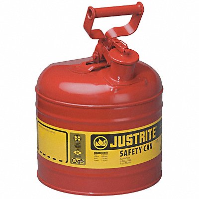 JUSTRITE 7120100 Type I Safety Can 2 gal Red 13-3/4In H