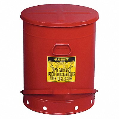 JUSTRITE 9700 F8461 Oily Waste Can 21 gal Steel Red