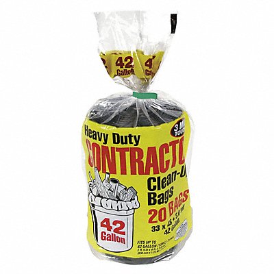 GRAINGER 5AU51 Garbage Bag 42 gal Black PK20