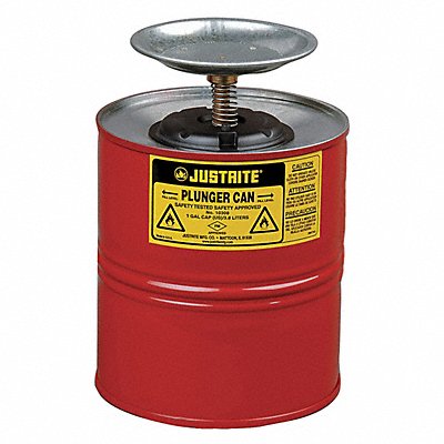 JUSTRITE 10308 Plunger Can 1 galGalvanised Steel Red
