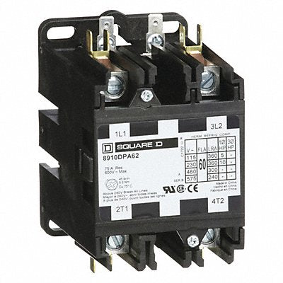 SQUARE D 8910DPA62V02 H2640 Definite Purpose Contactor 110/120VAC 2P 60A