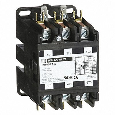 SQUARE D 8910DPA53V02 H2643 Definite Purpose Contactor 110/120VAC 3P 50A