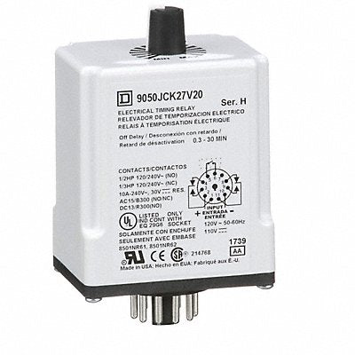 SCHNEIDER 9050JCK27V20 Single Function Time Delay Relay 120VDC 11Pins