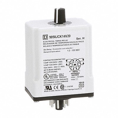 SCHNEIDER 9050JCK14V20 Single Function Time Delay Relay 110VAC 8Pins