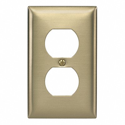 HUBBELL SB8 Dup Recept Wall Plate Stnd Brass 1Gng Brsh
