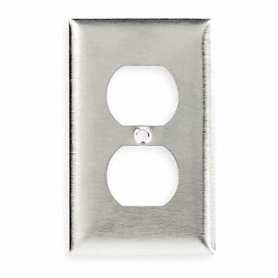 HUBBELL SS8 Dup Recept Wall Plate Standard Silver 1Gng Brsh