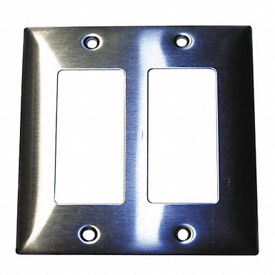 HUBBELL SS262 Rocker Wall Plate Standard Silver 2Gng Brsh