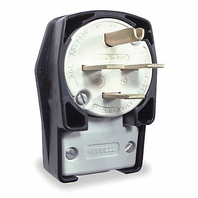 HUBBELL HBL8432C Agl Strt Plug Blk Wht 30 A Stnd 15-30P