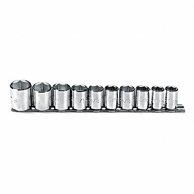 PROTO J52122 Socket Set Chrome SAE 5/16 to 7/8 in 6Pt