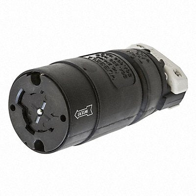 HUBBELL HBL21414B Locking Connector Strt 20/30A Blk Wht Nyl Non-NEMA