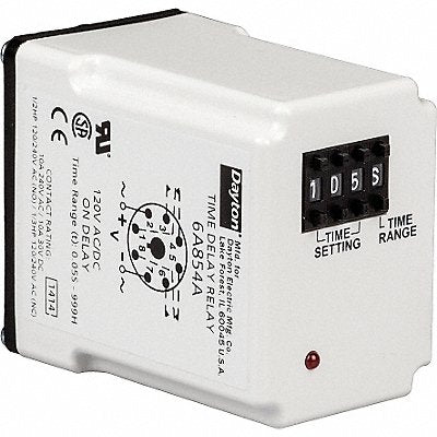 DAYTON 5DPZ7 H7809 Single Function Time Delay Relay 12VDC 8Pins