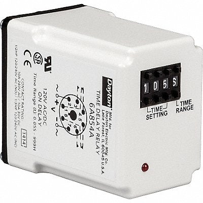 DAYTON 5DPZ8 H7809 Single Function Time Delay Relay 24VAC/DC 8Pins