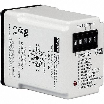 DAYTON 5DRA3 H7785 Multi Function Time Delay Relay 24VAC/DC 11Pins