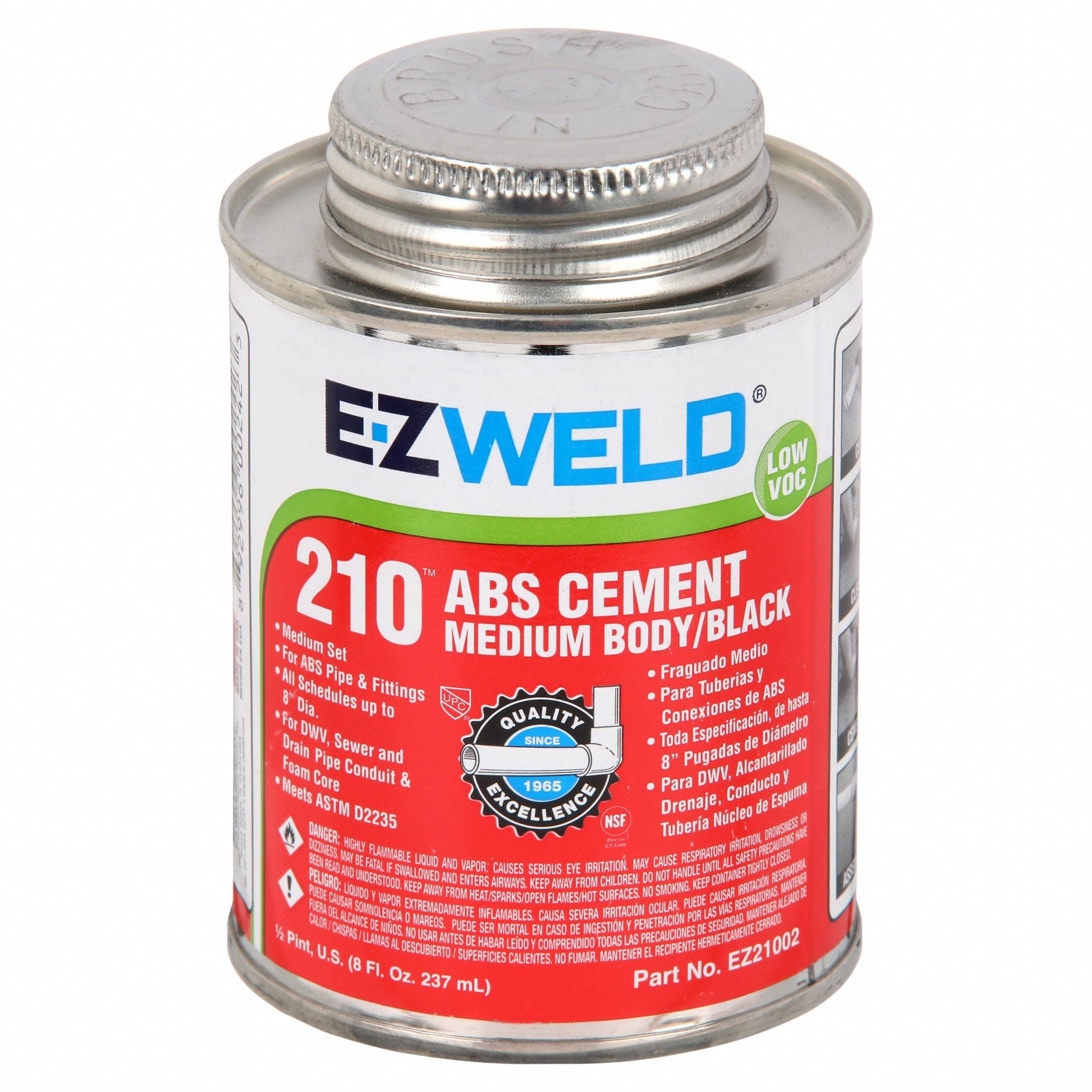 EZ WELD 21002 K8609 Pipe Cement 8 fl oz Black