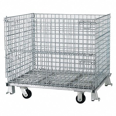 NASHVILLE WIRE C324028S4C Collapsible Bulk Container Silver Vented 35 in
