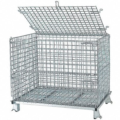 NASHVILLE WIRE C324028S4L Collapsible Bulk Container Silver Vented 35 in