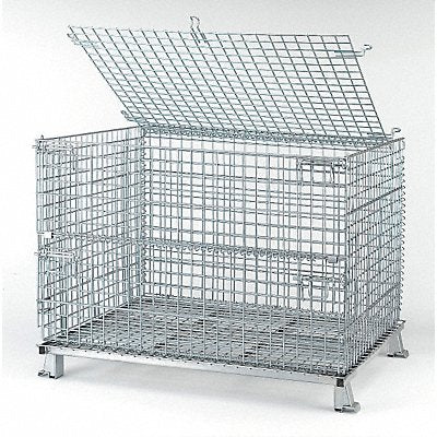 NASHVILLE WIRE C404830S4L Collapsible Bulk Container Silver Vented 43 in