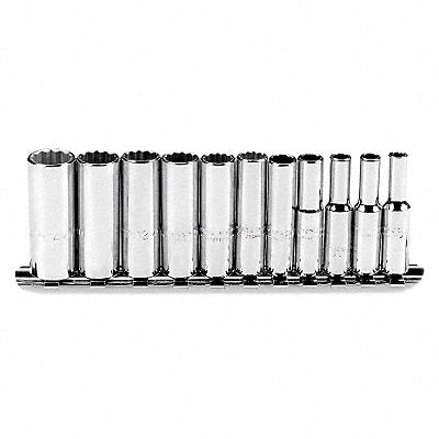 PROTO J47203 Socket Set Chrome 3/16-9/16 in 6Pt