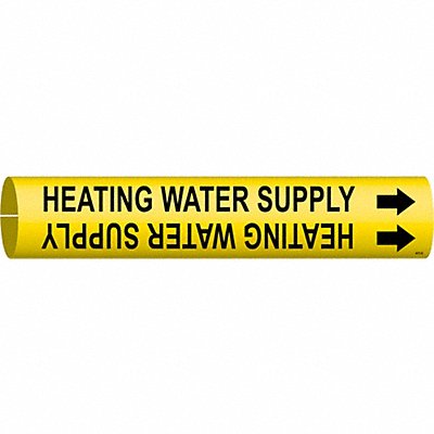 BRADY 4073B Pipe Marker Heating Water Supply 7/8in H