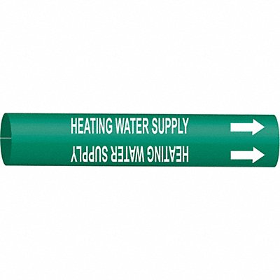 BRADY 4328H Pipe Marker Heating Water Supply 10in H