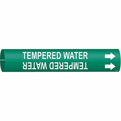 BRADY 4371D Pipe Marker Tempered Water 2 13/16in H