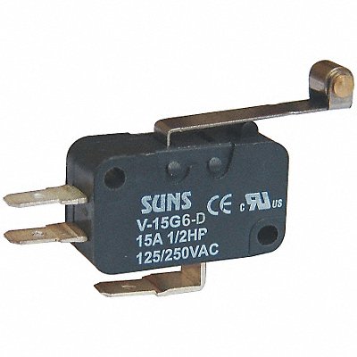 GRAINGER 5JEC6 Mini Snap Action Switch Roller Lever 1NO/1NC