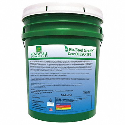 RENEWABLE LUBRICANTS 87244 Gear Oil Bio-Food Grade Pail 5 gal
