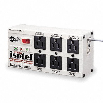 TRIPP LITE ISOTEL6ULTRA Datacom Surge Protector 6 Outlet Grey