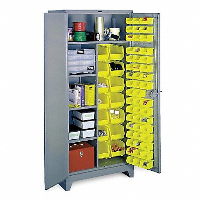 LYON DD1122 Bin Cabinet 82 x36 x21 DvGry 64YellowBns