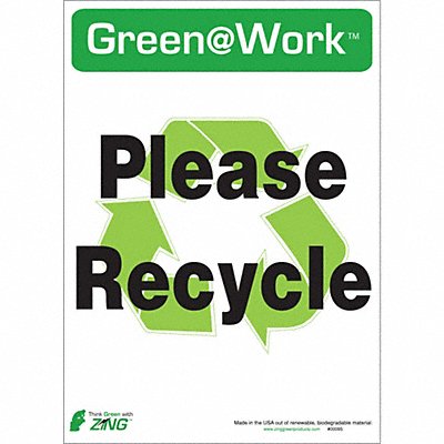 ZING 0009S Please Recycle Adhesive Sign 7x10in PK5
