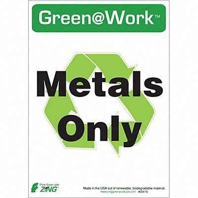 ZING 0041S Metals Only Adhesive Sign 7x10in PK5